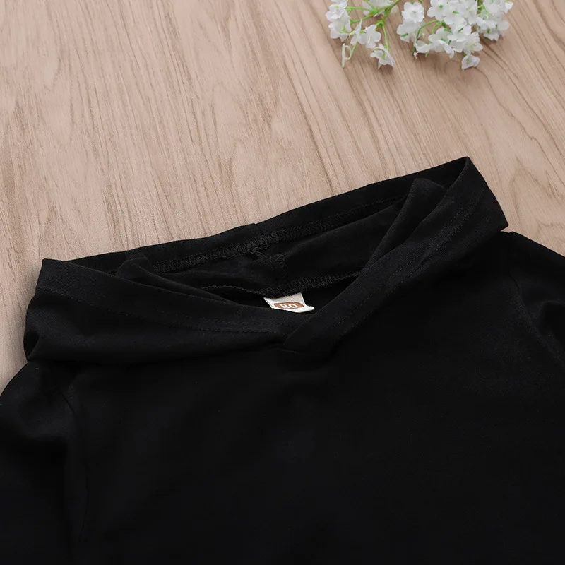 Топы с длинными рукавами для мальчиков черный топ капюшоном и надписью Don't Look Back