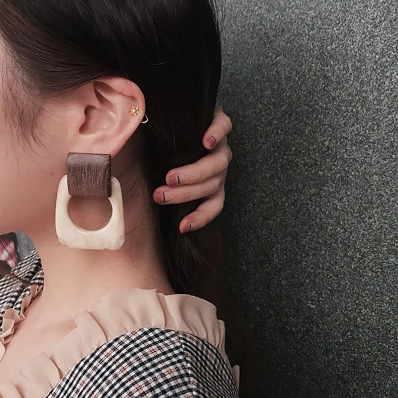 AENSOA Unusual Women Acrylic Drop Earrings Statement Geometric Square Pendant Trendy Dangle Earring Jewelry Gift 2021 | Украшения и