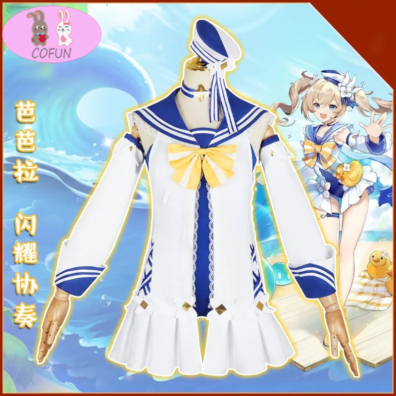 

Anime! Genshin Impact Barbara Shining Concerto Swimsuit Lovely Uniform Cosplay Costume Halloween Party Outfit For Women NEW