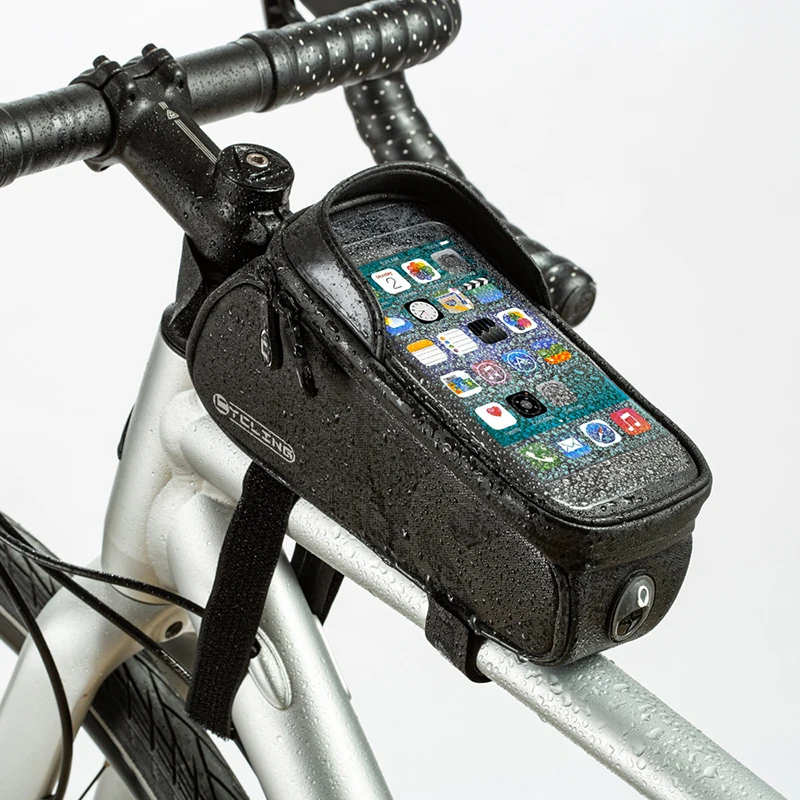 

Newly Phone Case Touchscreen Bag Reflection Waterproof Bicycle Frame Top Tube Package with Headphone Plug for Riding Navigation