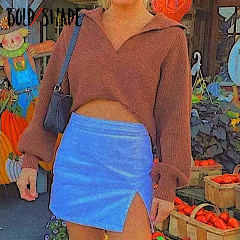 

Bold Shade Grunge Solid Lantern Sleeve Pullover Sweater Loose y2k Streetwear Fashion Women Sweaters Knitted Winter Indie Outfits