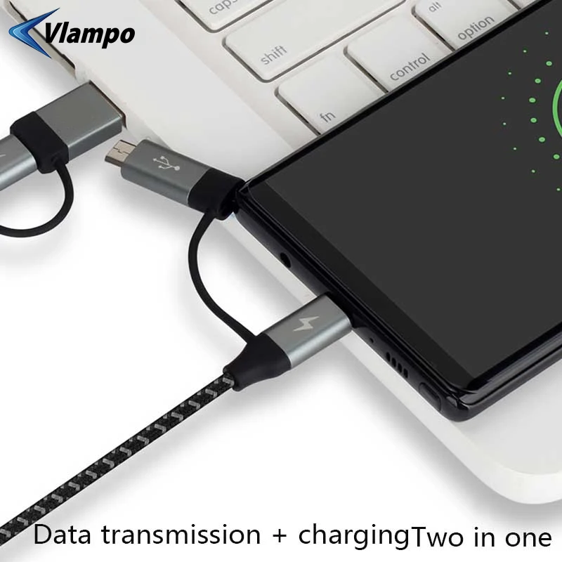 VLAMPO 2020 Новый 4-в-1 PD 3A Type-C к Micro USB быстрая зарядка для Macbook Samsung Note9 S9 Xiaomi Huawei
