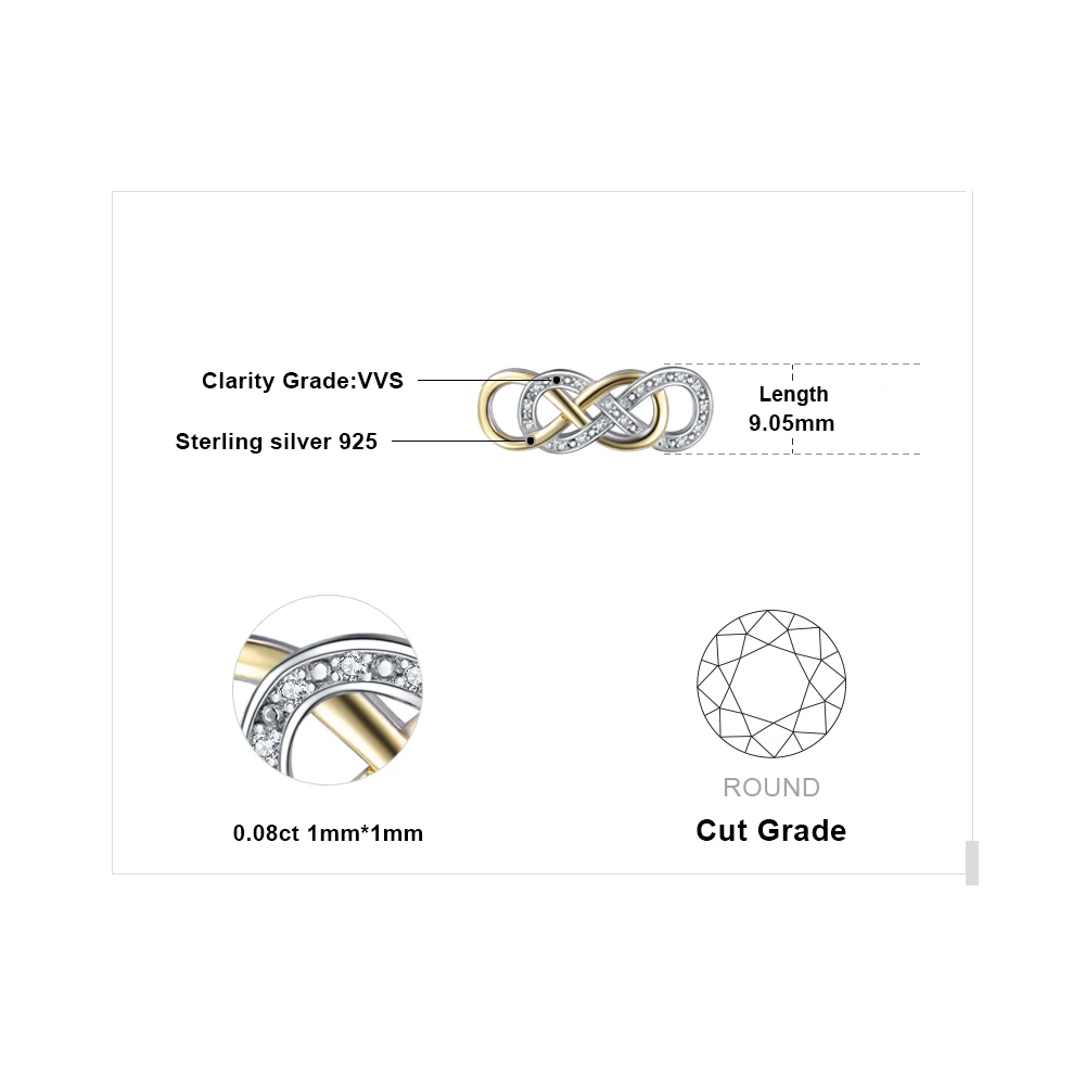 Ювелирный дворец Бесконечность CZ кулон из золота и серебра ожерелье 925 серебро
