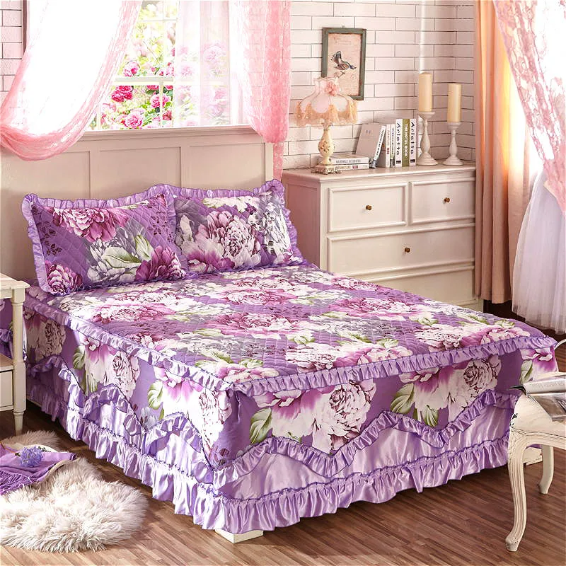 Кружевная постельная юбка 23 стиля с цветочным рисунком и оборками пасторальное