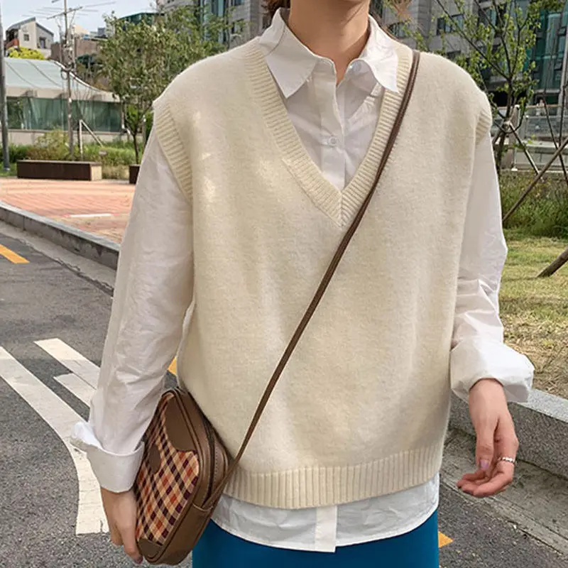 Жилет женский яркий вязаный в Корейском стиле мешковатый свитер без рукавов с