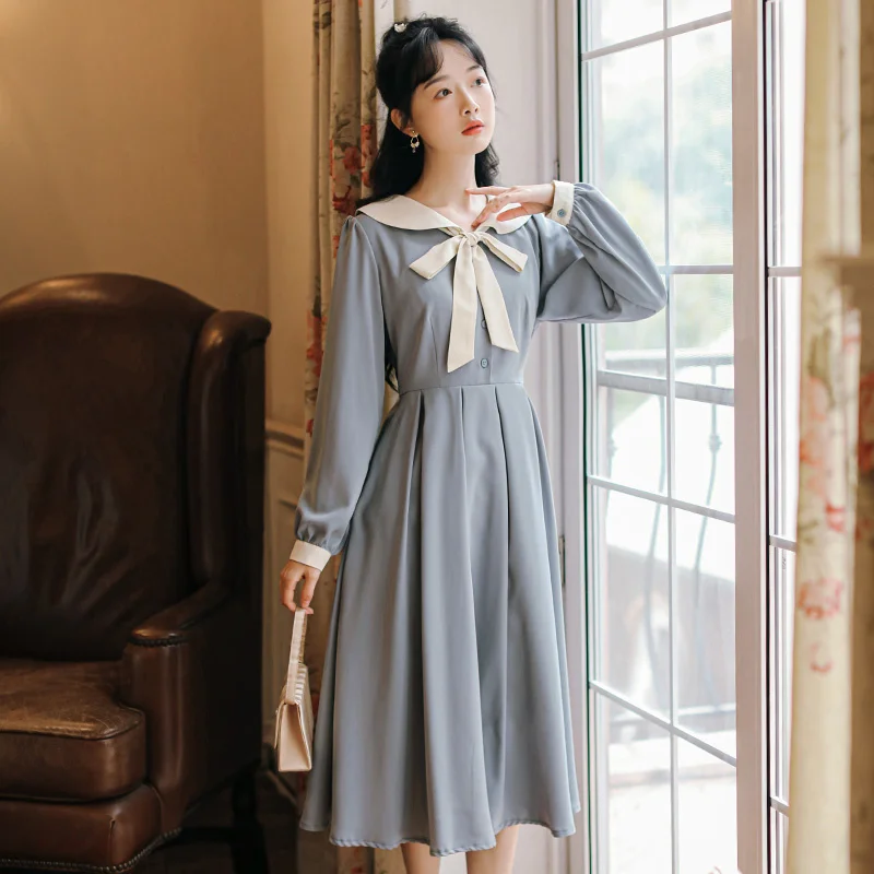 Осенне-зимнее базовое однотонное платье для подружек четырех цветов с длинными