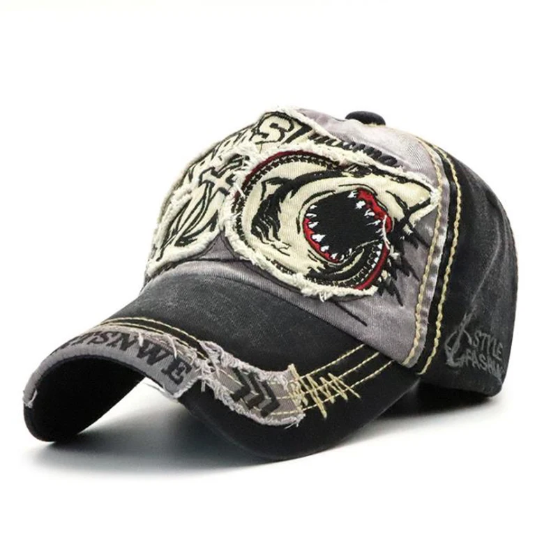 JAMONT мужская женская хлопковая бейсболка с вышивкой акулы Chapeau Snapback шапка в стиле