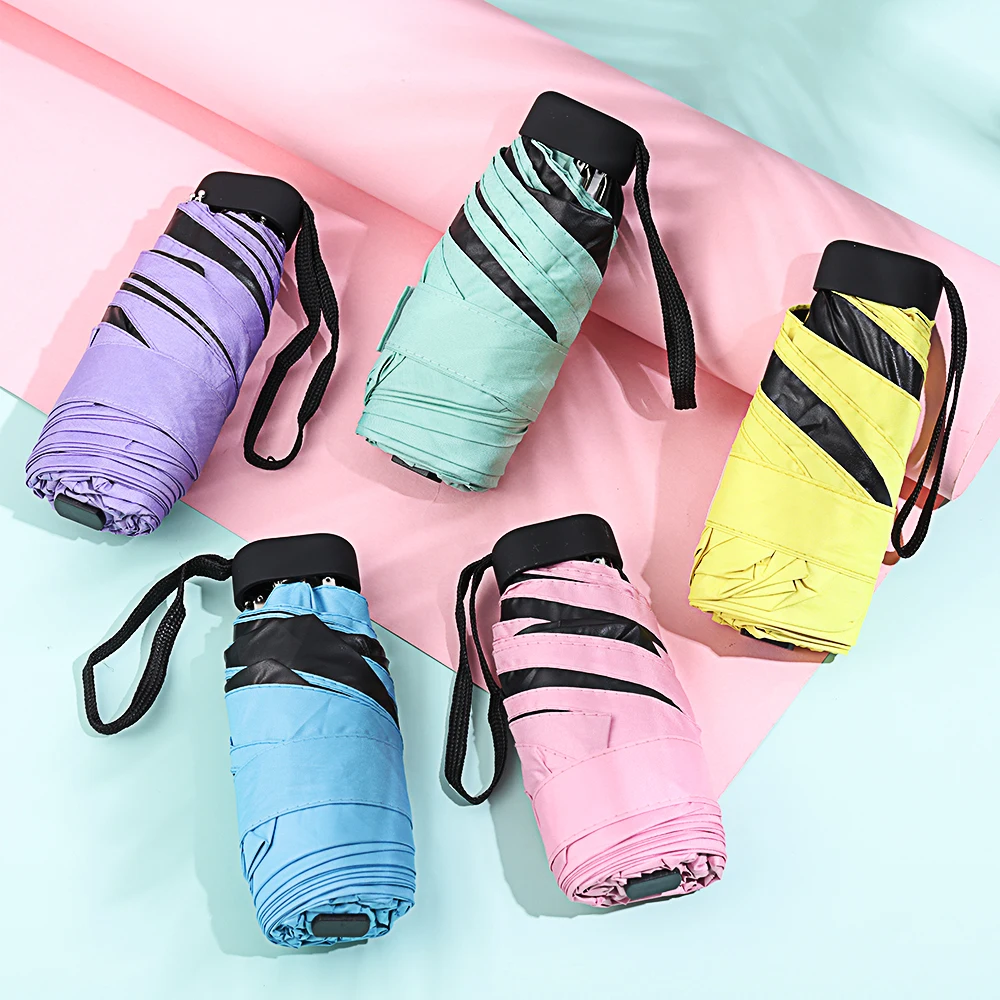 Зонт унисекс с черным покрытием Складывающийся в 5 раз от солнца и дождя женский