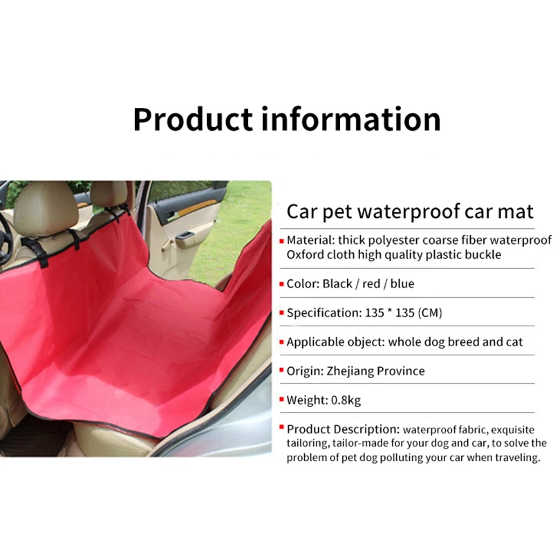 

Dog Carrier Dog Car Seat Cover Waterproof Car Rear Back Mat Pet Travel Cat Dogs Cushion Protector with Safety Belt Transportin
