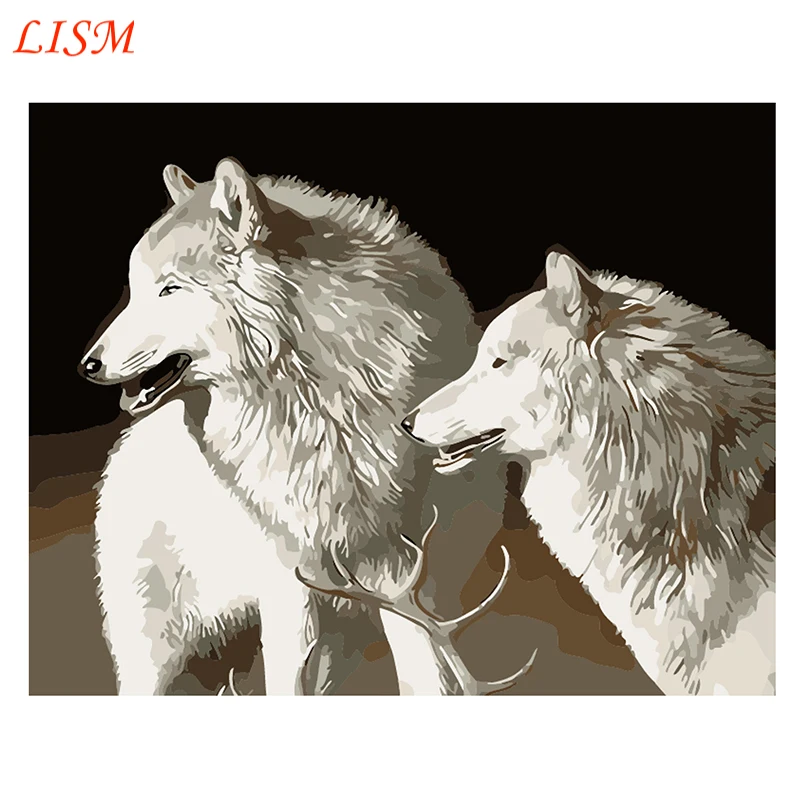 Набор для рисования по номерам белый волк 40 х50 см | Дом и сад