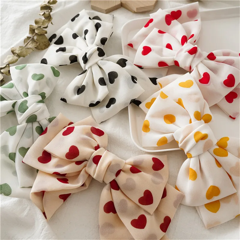 Двухслойные шифоновые заколки для волос двухслойные модные с бантом зажимы