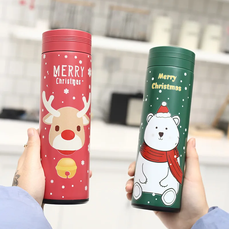 

2022 Christmas 304 Stainless Steel Thermos Mug Portable Vacuum Flasks Creative Thermal Water Bottle Couple teacup Thermocup