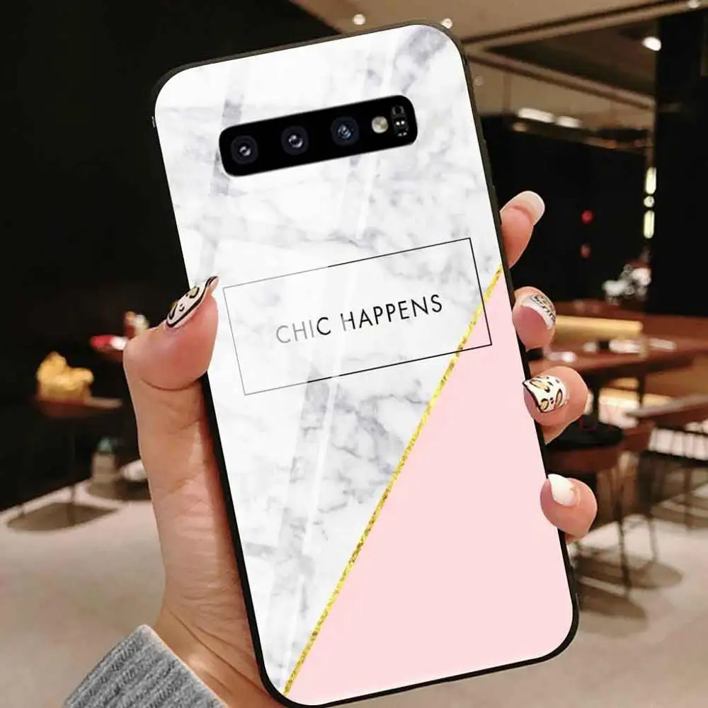 Роскошный Мраморный стеклянный чехол для телефона Samsung Galaxy S6 S7 Edge S8 Plus S9plus S10plus