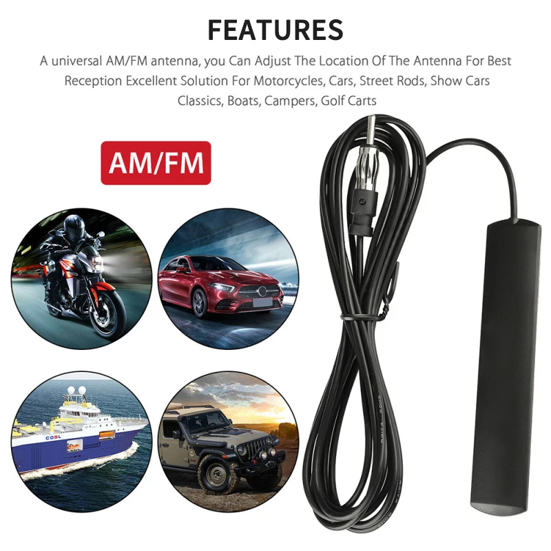 3/5m Universal Car Radio FM Antenna Signal Amp Amplifier Stealth AM For Vehicle Truck Motorcycle Boat | Автомобили и мотоциклы