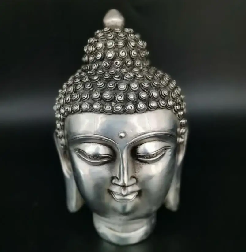 

China White copper Sakyamuni Buddha head crafts statue
