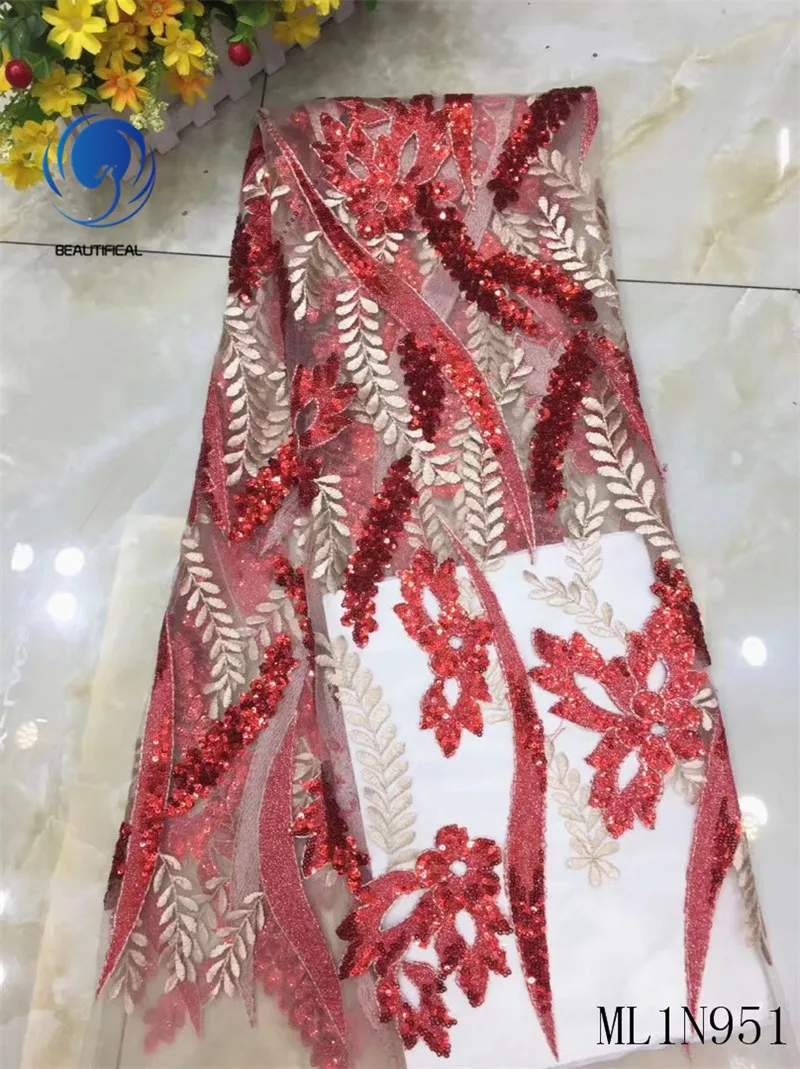 Красивый Тюль Кружева пайетки кружева нигерийские Свадебные швейные ткани для