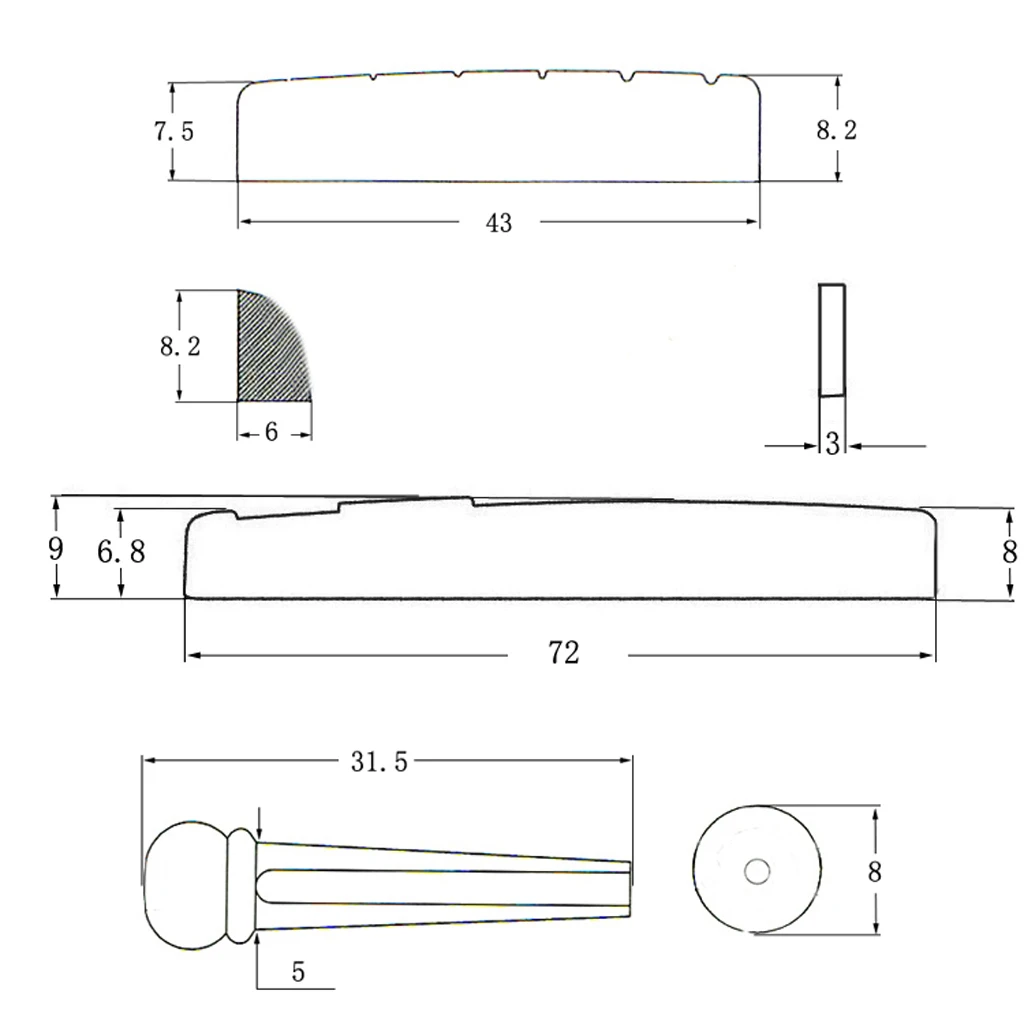 

Acoustic Guitar Bridge Pins Guitar String Nails Pegs Replacement Parts