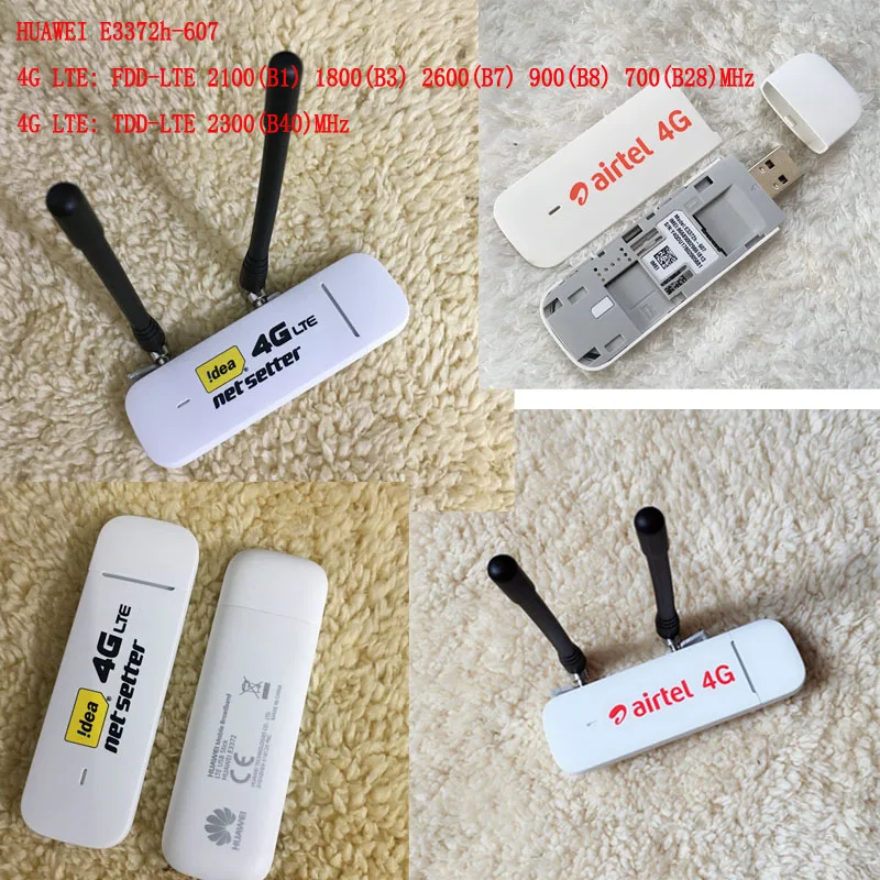 Разблокированный huawei E3372 Hilink E3372h-607(плюс пара антенн) 4G LTE 150 Мбит/с USB модем 4G LTE USB Dongle E3372h-607