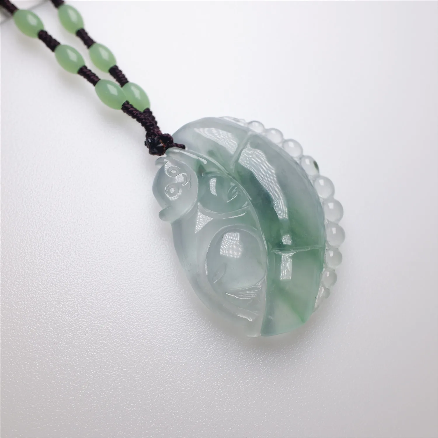 

LETSFUN Natural Jade Jadeite Ruyi Pendant Necklace Jewelry Gift Gemstone Emerald Necklace Women