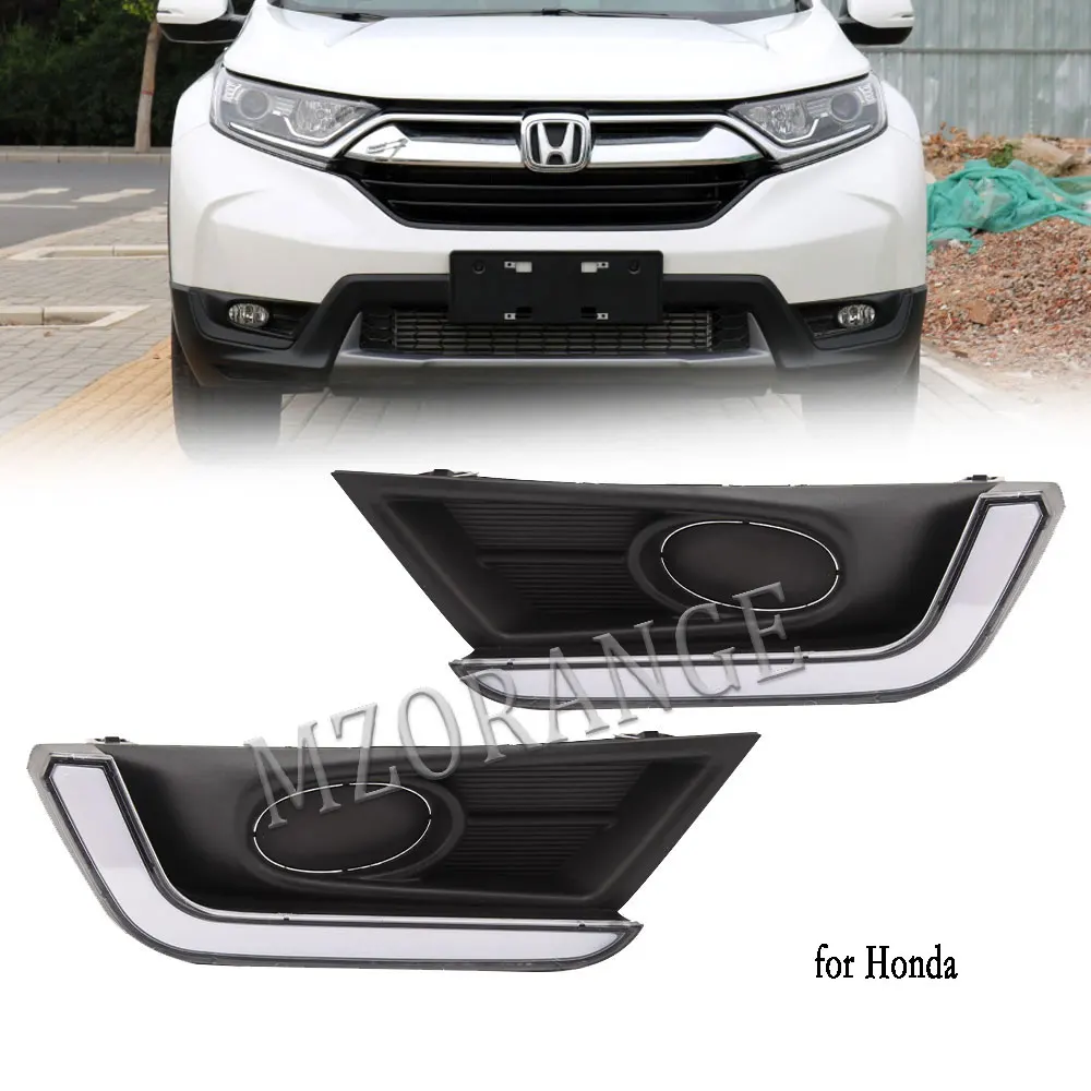 

LED DRL headlight Driving Lamp for Honda CRV CR-V 2017 2018 2019 fog lights with Turning signal fog light Grill Frame Covers
