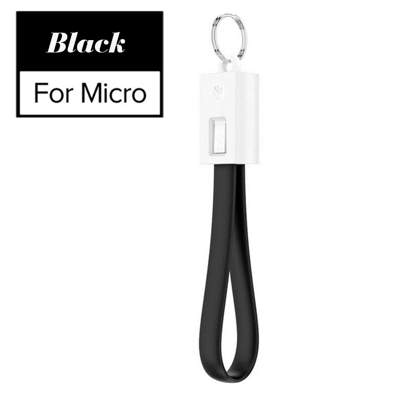 Black for Micro Мини брелок USB кабель для huawei samsung Xiaomi Портативный 2A Micro usb type-C USB-C кабель аксессуары портативный зарядный кабель - Цвет: Black for Micro
