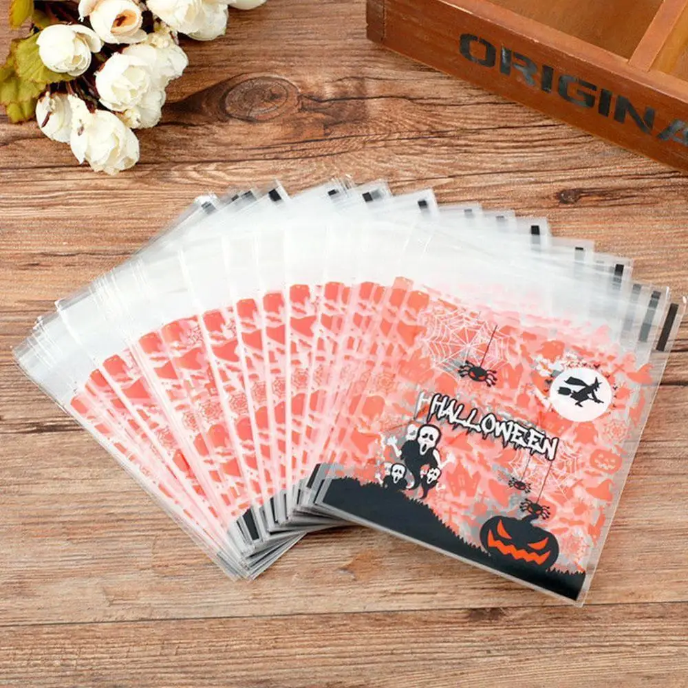 100 шт. 10*10 см мешок для печенья и конфет Хеллоуина подарочные пакеты с принтом