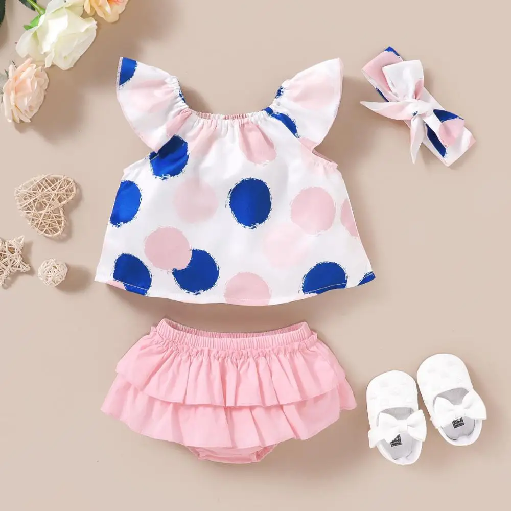 Новинка лета 2020 комплект одежды для маленьких девочек милый топ в горошек