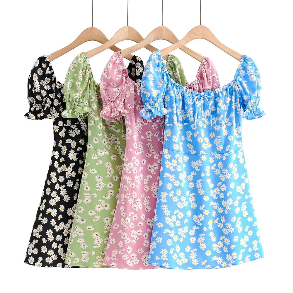 Новое платье для похудения во французском стиле с бантом на груди и квадратным