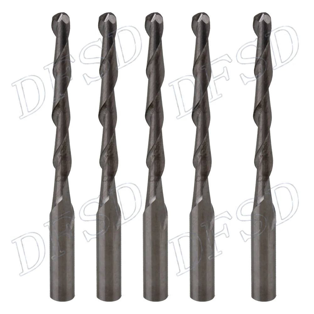 10pcs 2mm Dia Carbide CNC Router Bits 22mm End Mills Ball Nose Spiral Cutters | Инструменты