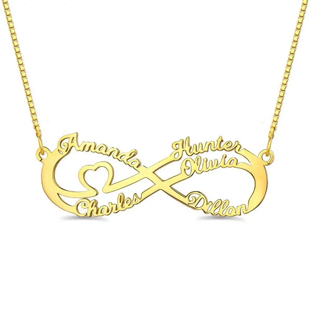 Персонализированные на заказ 6 наименований ожерелье сердце и Бесконечность
