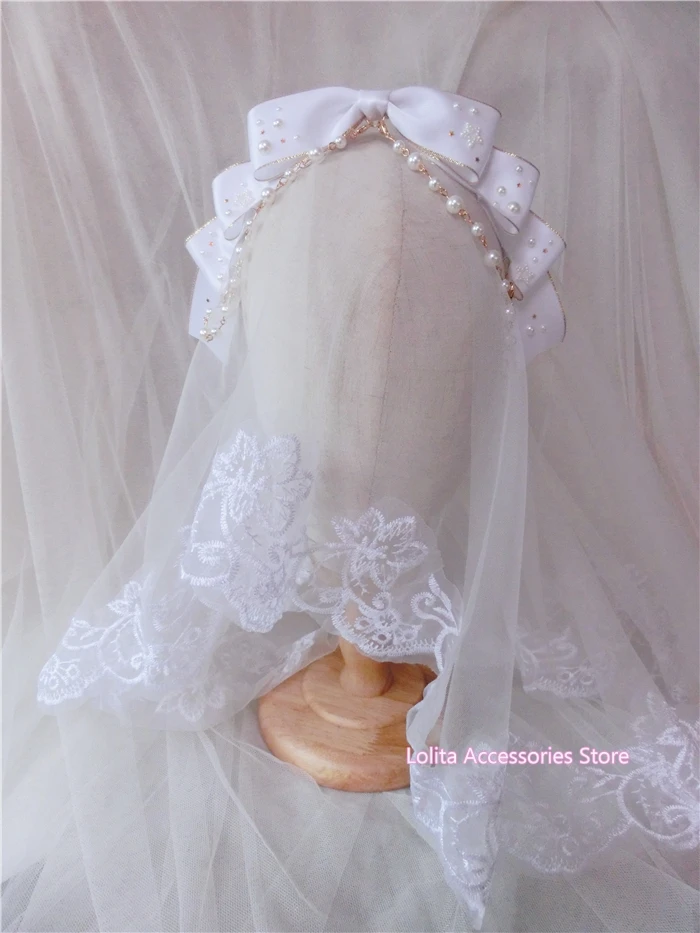 Белый бежевый обруч для волос с изображением звездного неба и бантиком KC