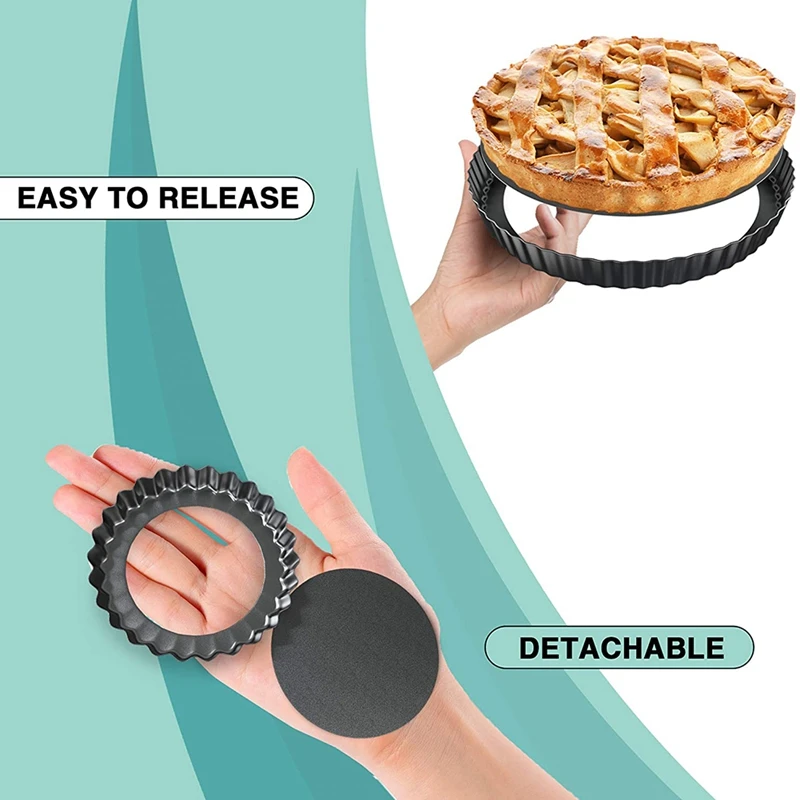 Tart Pan And Quiche - Non Stick Mini Pans With Removable Bottom For Baking Pies Tarts Quiches |