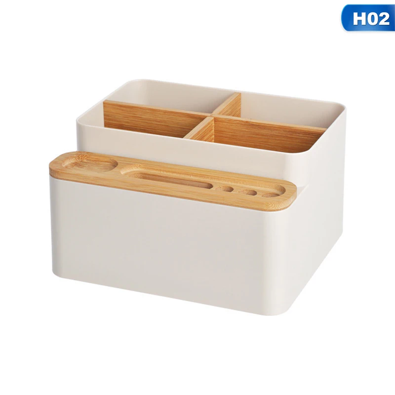 

Multifunctional Detachable Desk Organizer Bamboo Wood Storage Box Pen Holder Box Container