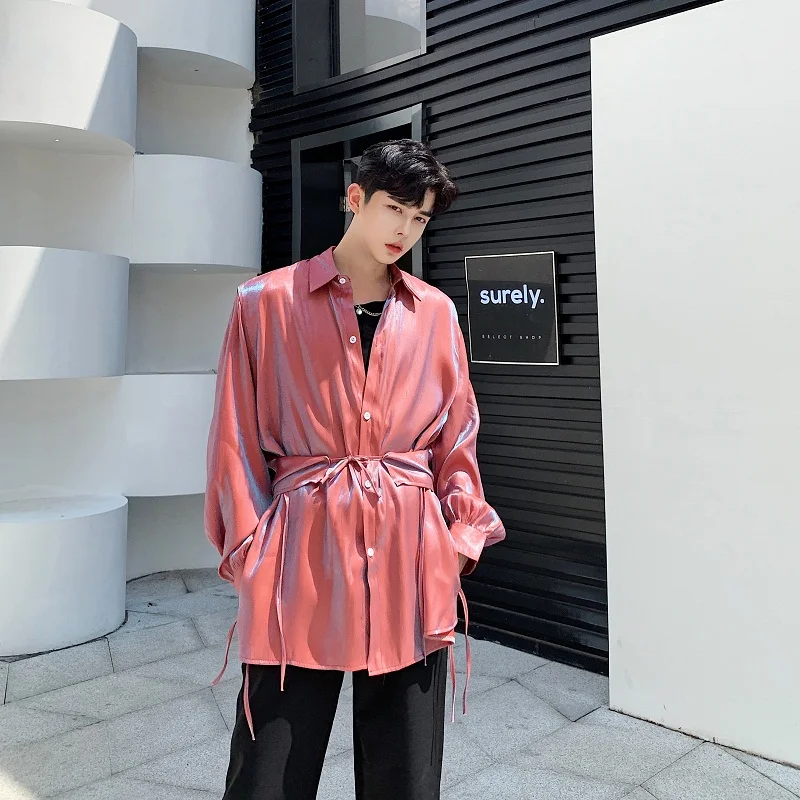 Мужская Повседневная рубашка с длинным рукавом свободная винтажная уличная