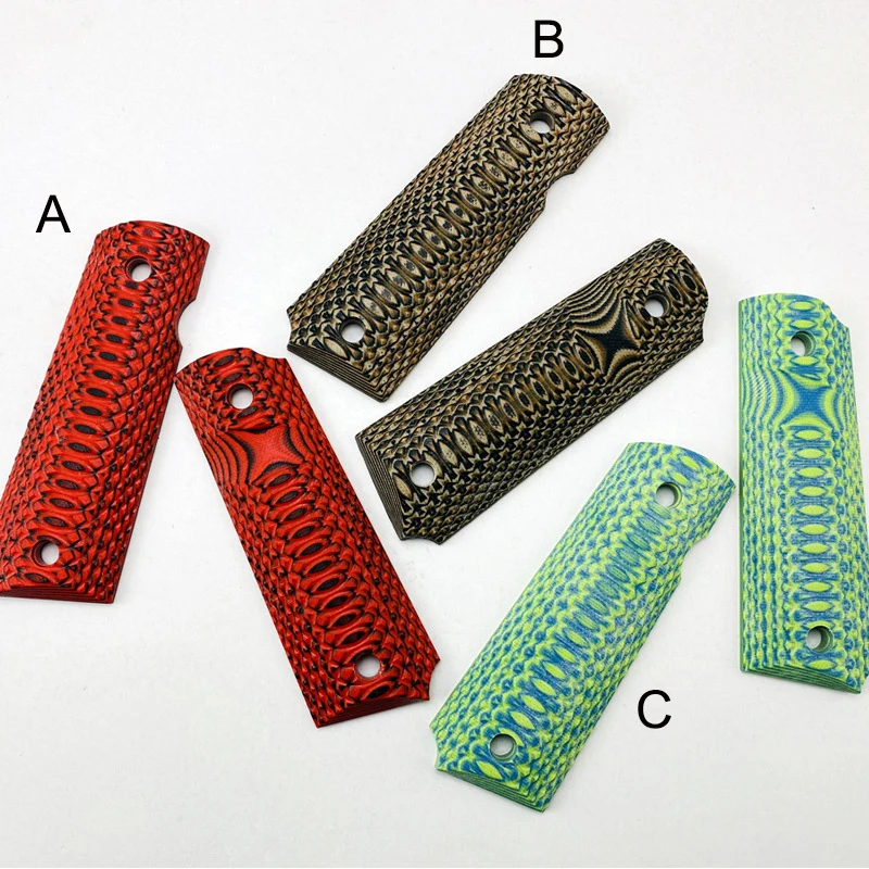 

1Pair Tactics Pistol Grips Green Red G10 Custom CNC Material Accessories