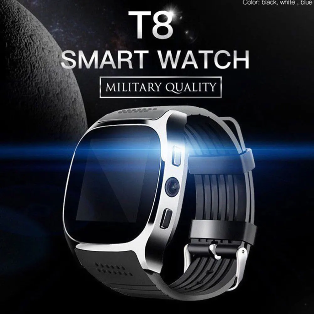 

T8 Bluetooth Smart Watch Man Touch Screen With Camera Support SIM Card Call Sport Positioning Tracker Smartwatch For Kids Elder