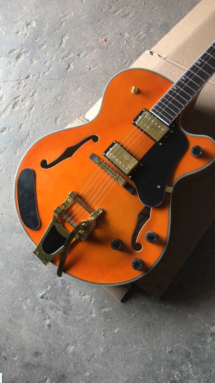 Бесплатная доставка новинка электрическая гитара Jazz полупустотелый корпус