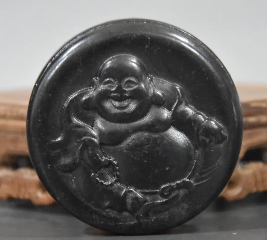 

Hongshan culture archaize black iron meteorite sculpture maitreya bi statue