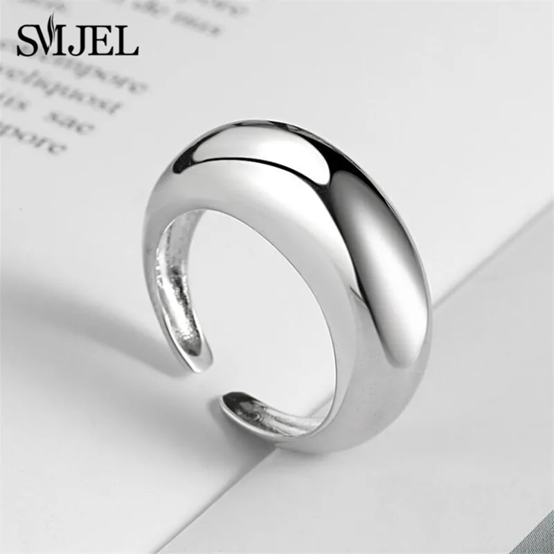 Newest Smooth Geometric Cambered Ring For Men Women Gold Color Open Finger Rings Party Jewelry for Lovers Gifts images - 6