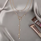 2021 New Fashion Double Layer Pearl Necklace for Women Pearl Long Pendant Necklace Trend Choker Chain Jewelry Gifts