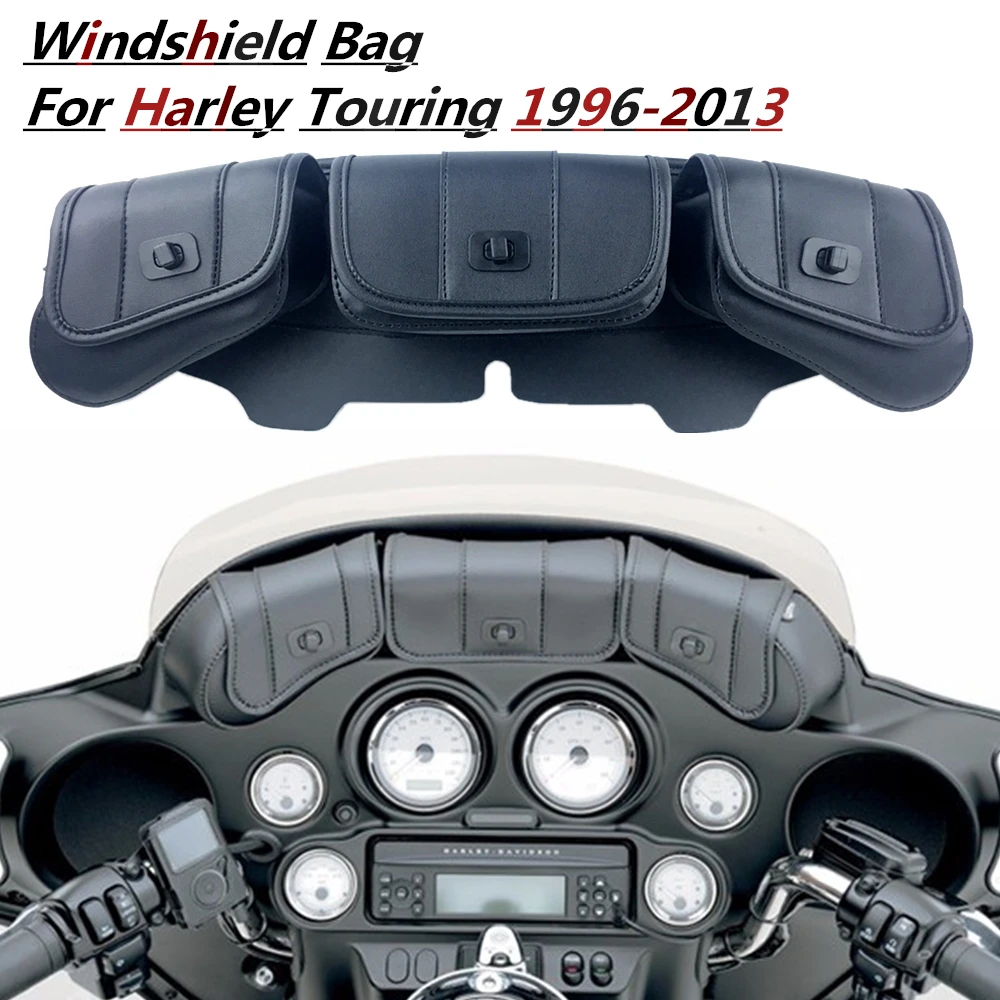 Сумка с 3 карманами для обтекателя лобового стекла мотоцикла Harley Electra Street Glide Touring