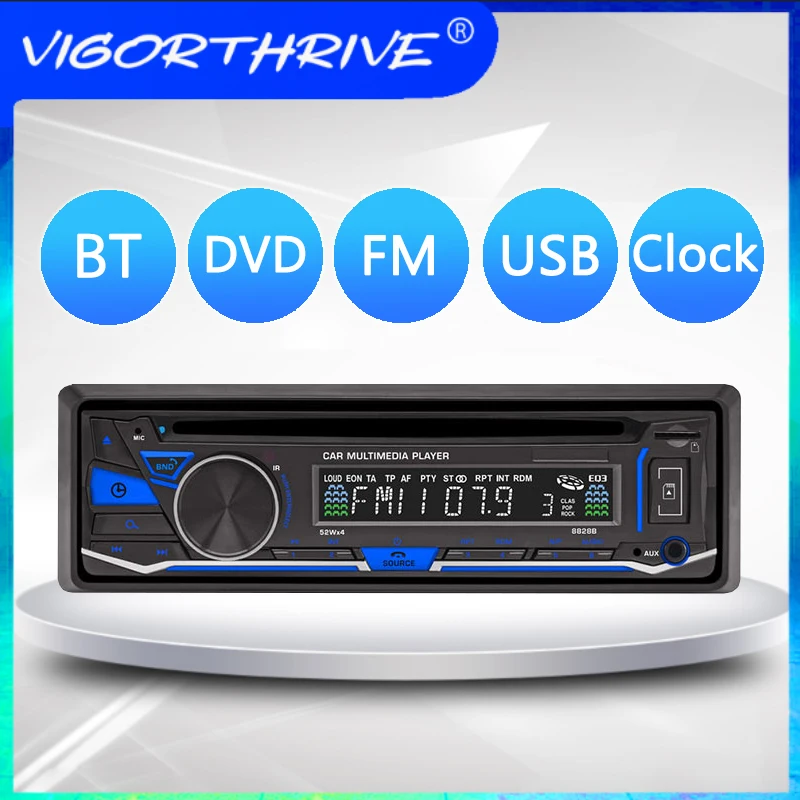 Car Radio Mp3 Player 1 Din Bluetooth 4-channel Audio Output Interface FM / AM Clock/ EQ LCD 32G USB/ SD Seismic DVD/CD/AM/AUX/TF
