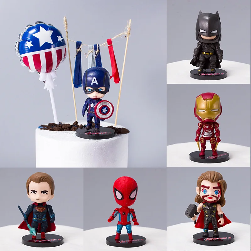 decoration-de-gateau-d'anniversaire-disney-6-pieces-decoration-de-gateau-en-plastique-avengers-spiderman-super-heros-iron-man-captain-america