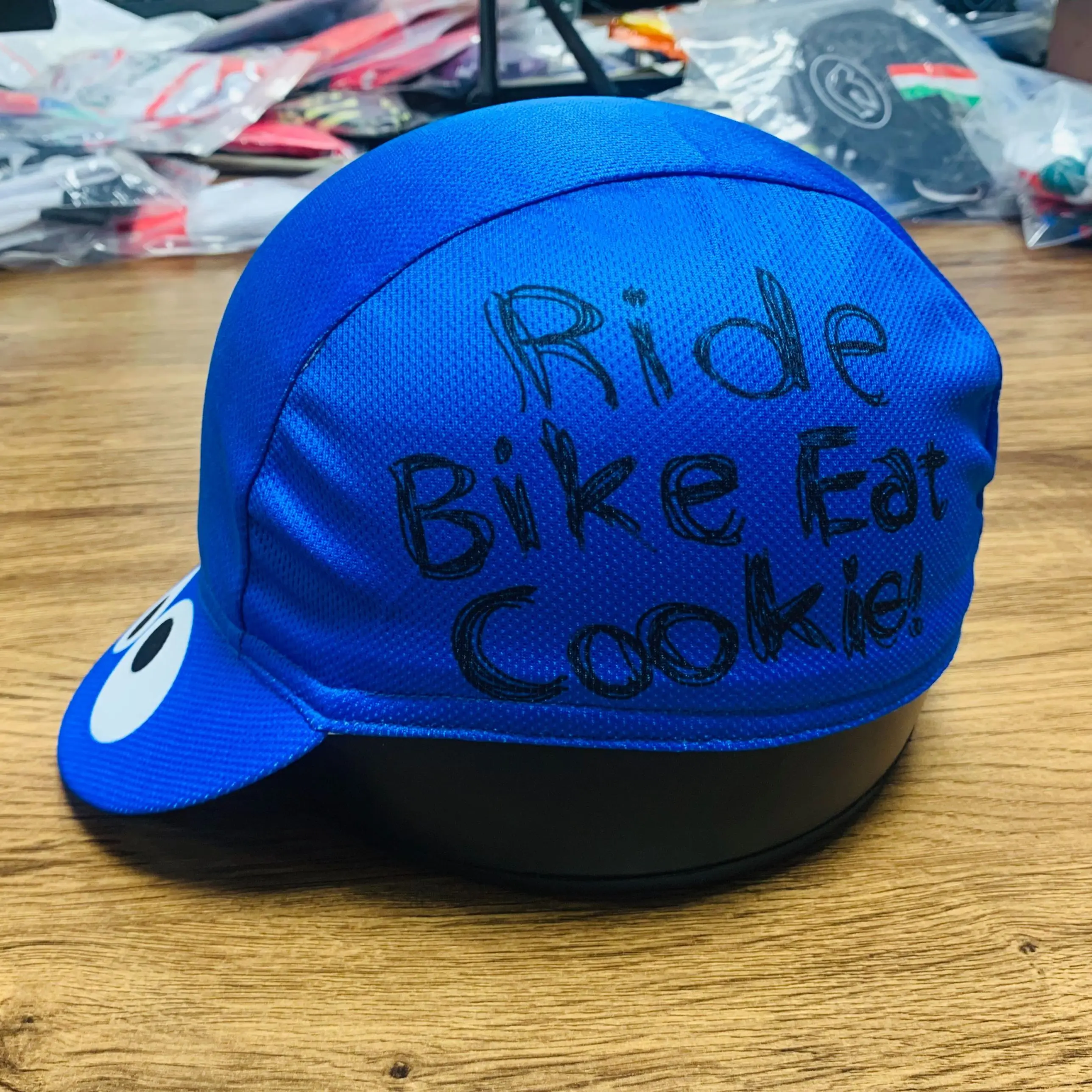 

XIMATT Classic Ride Bike Eat Cookie Blue Polyester Cycling Cap Quick Dry Anti-Sweat Outdoor Road Bicycle Hat