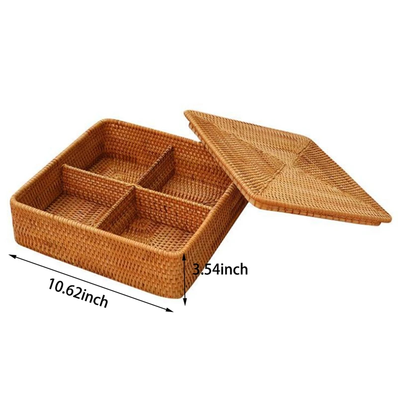 

Rattan Woven Storage Fruit Basket, Wicker Baskets Serving, Decorative Bread Fruit Food Display Box, Home Decoration