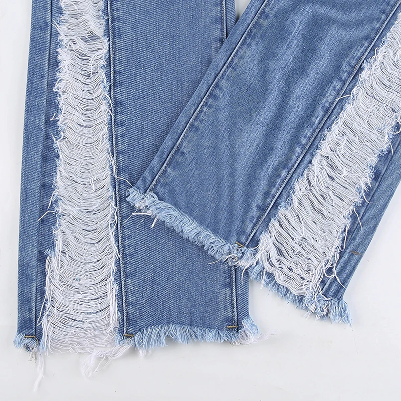 

Rapcopter Hollow Out Jeans Tassle High Waisted Denim Pants Y2K Blue Cargo Pants Mom Fashion Trousers Korean Vintage Women Jeans