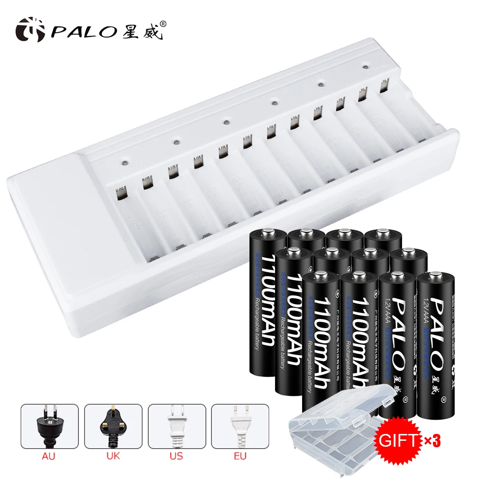 Зарядное устройство для AA/AAA никель металлогидридных аккумуляторов с 12 слотами