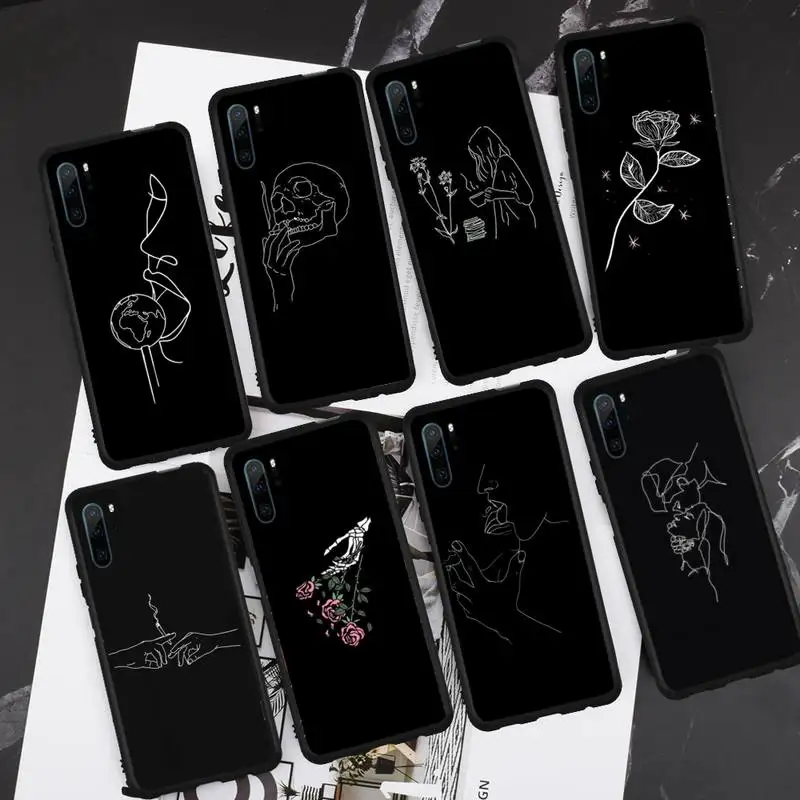 

Black Sexy Art Rose Lover Harajuku Aesthetics phone case for Huawei honor Mate P 9 10 20 30 40 Pro 10i 7 8 a x Lite nova 5t