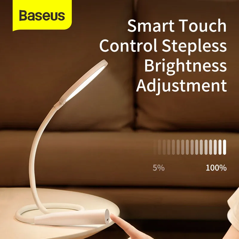 

Baseus Foldable Table Lamp LED Desk Lamp Flexible Dimmable Touch Lamp Eye-protected Light For Study Bedroom Table Light Reading