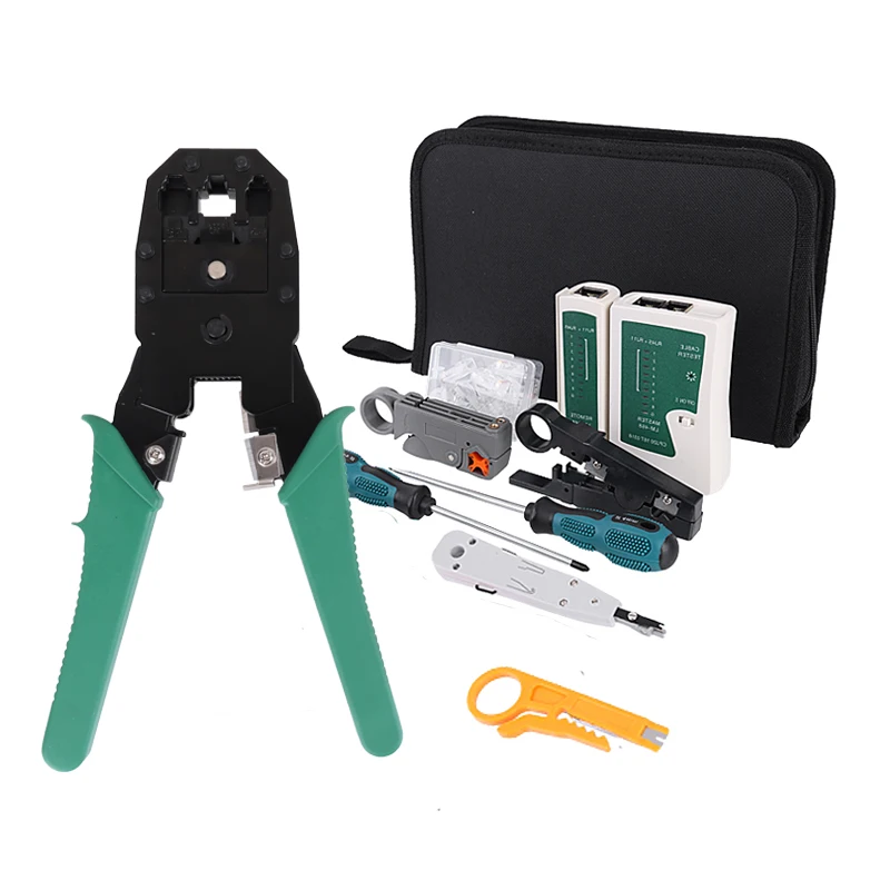 

RJ45 Crimping Pliers LAN Tester Network Repair Hand Tool Kit Set Cable Tester AND Plier Wire Stripper Crimper Clamp Screwdrivers